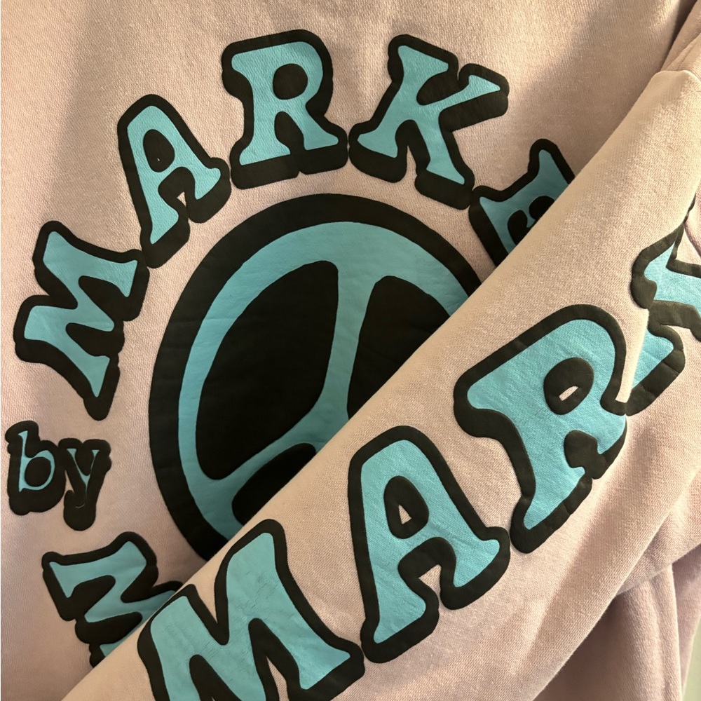 Urban Outfitters Market Lock Peace Hoodie Sweatshirt Purple Unisex Size M Cotton - Picture 9 of 9